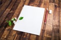 Letterhead, pencil, eraser Royalty Free Stock Photo