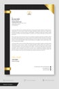 Letterhead template. Business letterhead template. Simple style with black and gold shapes with ornament pattern Royalty Free Stock Photo