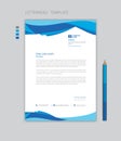 Letterhead template design minimalist Style vector, letterhead design mockup, Blue letterhead, business advertisement Royalty Free Stock Photo