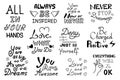 Lettering, motivating phrases and quotes