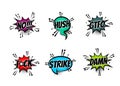 Comic text speech bubble pop art set