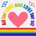 LGBT concept, motivating phrase in the colors of the rainbow. Decoding abbreviations LGBT
