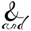 Lettering `ampersand`. Vector illustration of calligraphy, inscription and ampersand.