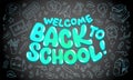 Lettering Back to school. Set schoolboy attributes hand drawn style banner.