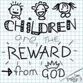 Lettering Bible Children are a reward from God on a checkered background