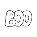 Lettering boo hand drawn in doodle style. , scandinavian, monochrome. single element for design, sticker, halloween decor