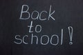 Lettering on the chalk board `back to school` Royalty Free Stock Photo