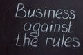 Lettering on chalkboard Business against rules