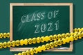 Class of 2021. Lettering in a school blackboard. Covid-19 concept Royalty Free Stock Photo