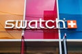 lettering of the company name at a Swatch store in Tokyo, Japan