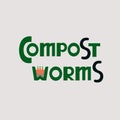Lettering. Compost worms. Worm earthworm black silhouette animal. Vector isolated for logo, web design