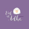 Eid al-Adha with sheep on violet background