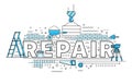 Lettering flat line design concepts of repair