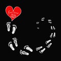 Lettering `Follow your heart` with footprints.