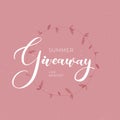 Lettering giveaway vector illustration for like or repost advertising in social network. Banner of giving present for business. Royalty Free Stock Photo
