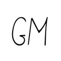 Lettering GM hand written in doodle style. element graphic nordic hygge monochrome minimalism simple. Good morning, greeting, wish