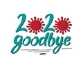 Lettering Goodbye 2020 from Turquoise Letters and Coronovirus Illustration