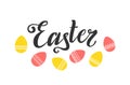 Lettering for greeting card. Inscription Easter and egg illustration. Traditional holidays Royalty Free Stock Photo