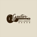 lettering guitar logo vintage vector illustration template icon graphic design. acoustic music instrument sign or symbol for Royalty Free Stock Photo