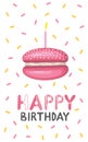 Lettering happy birthday with cake and confetti Royalty Free Stock Photo