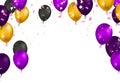 Lettering Happy Birthday To You balloons Colorful Party Flags And Ribbons Falling On Background. Celebration Event & Happy Royalty Free Stock Photo