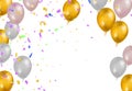 Happy Birthday To You balloons Colorful Party Flags And Ribbons Falling On Background. Celebration Event & Happy Royalty Free Stock Photo