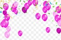 Lettering Happy Birthday To You balloons Colorful Party Flags And Ribbons Falling On Background. Celebration Event & Happy Royalty Free Stock Photo