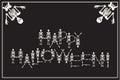 Lettering Happy Halloween with dancing skeletons font, set of le Royalty Free Stock Photo