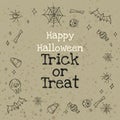 Lettering Happy Halloween and Trick or Treat themed line art items