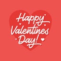 Lettering Happy Valentines Day banner. Vector flat illustration Royalty Free Stock Photo