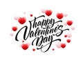 Lettering Happy Valentines Day. Greeting card template with typography text . Vector illustration Royalty Free Stock Photo