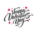 Lettering Happy Valentines Day. Greeting card template with typography text . Vector illustration Royalty Free Stock Photo