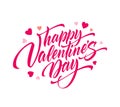 Lettering Happy Valentines Day. Greeting card template with typography text . Vector illustration Royalty Free Stock Photo