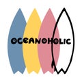 Lettering logo oceanoholic, Hand sketched card