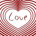 Lettering Love Banner Card With Frames Of Many Red And White Hearts