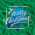 Lettering Merry Christmas. Festive card with calligraphic Royalty Free Stock Photo