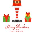 Lettering Merry Christmas and Happy New Year with Santa legs in