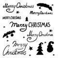 Lettering Merry Christmas and holiday doodle elements.