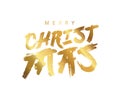 Lettering. Merry Christmas. Stylish hand-drawn gold lettering. New Year greeting card. Fashionable modern brush font Royalty Free Stock Photo