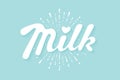 Lettering Milk and milk drop splash Royalty Free Stock Photo
