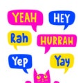 Lettering in multicolor speech bubbles set Royalty Free Stock Photo