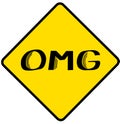 Lettering `OMG` in yellow background