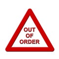 Lettering out of order on a danger sign in red white colour