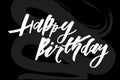 Lettering with phrase Happy Birthday. Vector illustration. chalkboard