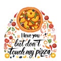 Lettering pizza vector illustration. Royalty Free Stock Photo