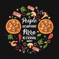 Lettering pizza vector illustration.