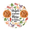 Lettering pizza vector illustration.