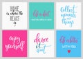 Lettering postcard quotes set