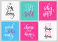 Lettering postcard quotes set