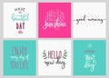 Lettering postcard quotes set